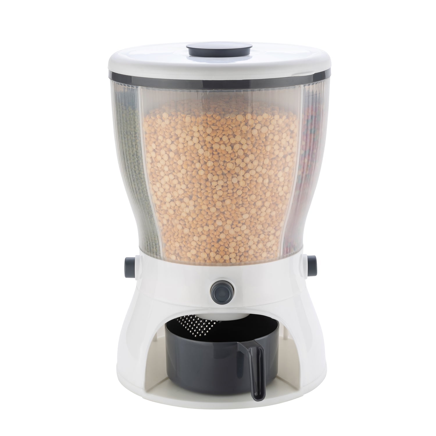 Dispenser with grains and cereals being stored. Dispenser with grains and cereals being stored.